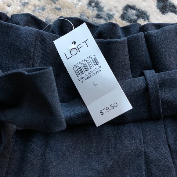 NWT LOFT Tie Waist Slim Pants, Navy - Picture 5 of 16